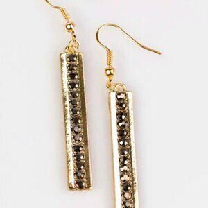 Papparazzi It's The Climb Hematite Rhinestone Gold-Tone Earrings